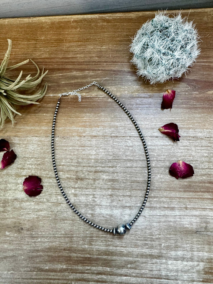 Silver Pearl Chocker - 14” - 3 mm & 10 mm