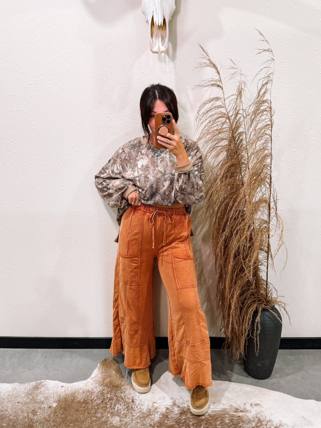 Sand Dune Wide Leg Pant: Terracotta