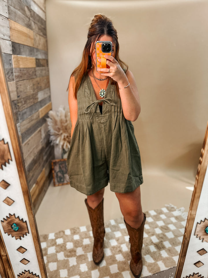 Kick Back Romper: Olive