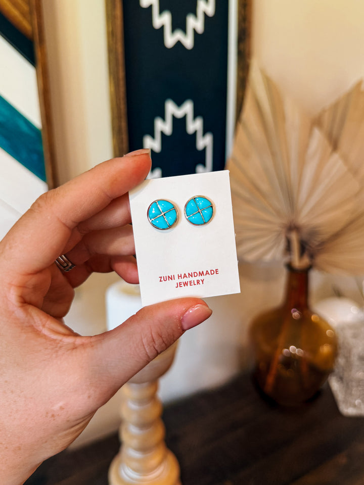 Moon Pie Zuni Turquoise Earrings