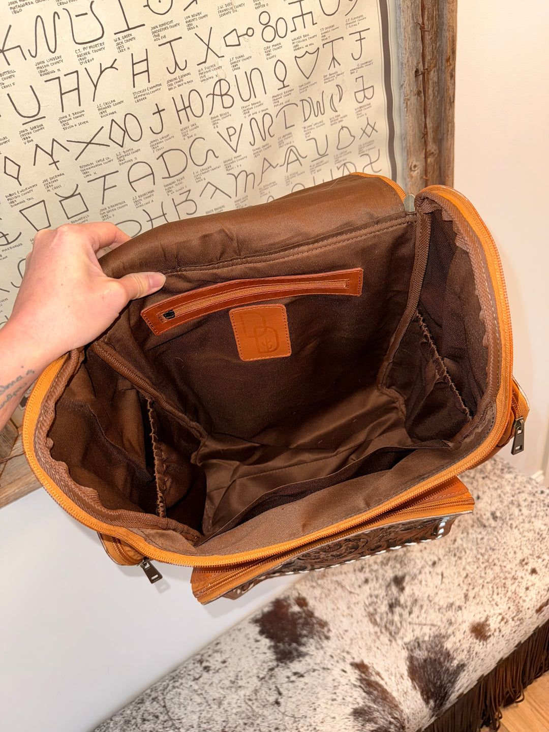 Evangeline Cowhide Backpack