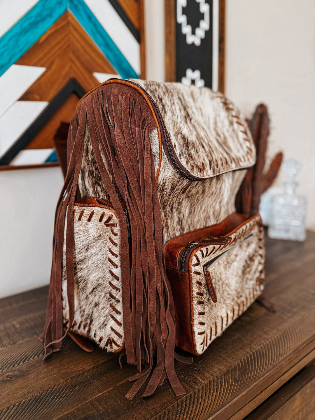 Fringed Out Cowhide Backpack #3