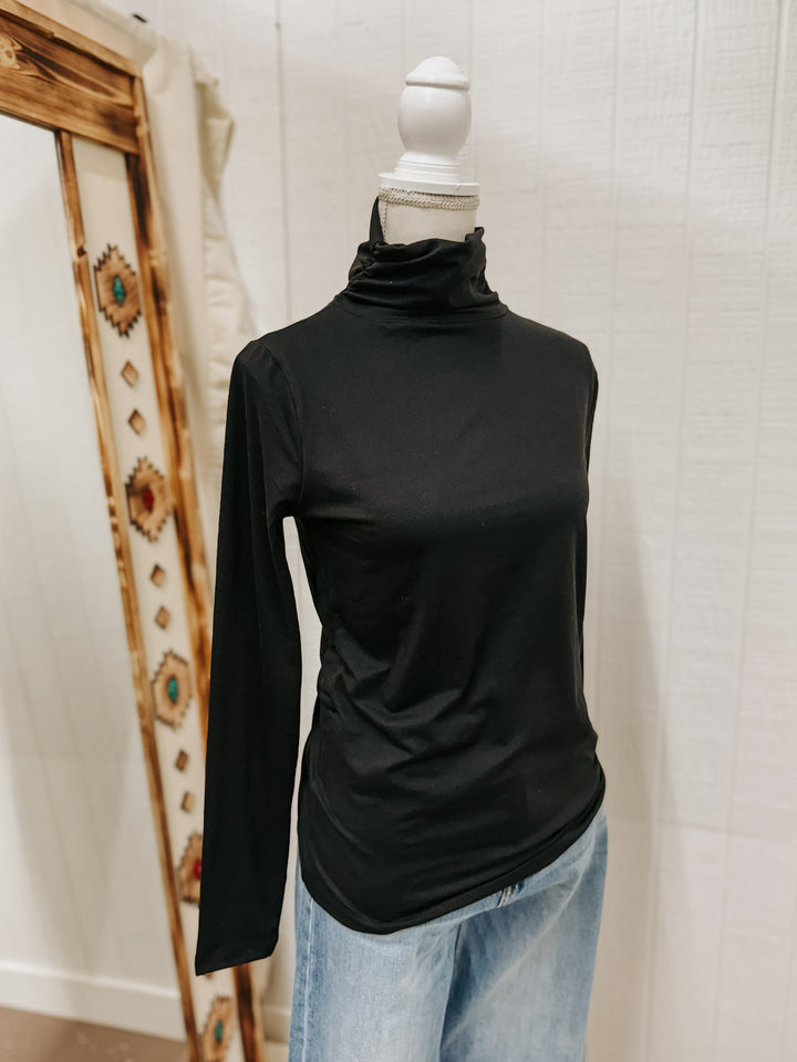 Mock Neck Long Sleeve: Black