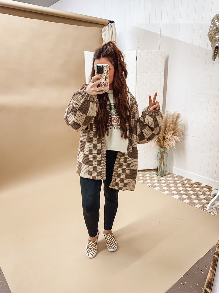 Check Mate Cardigan: Mocha