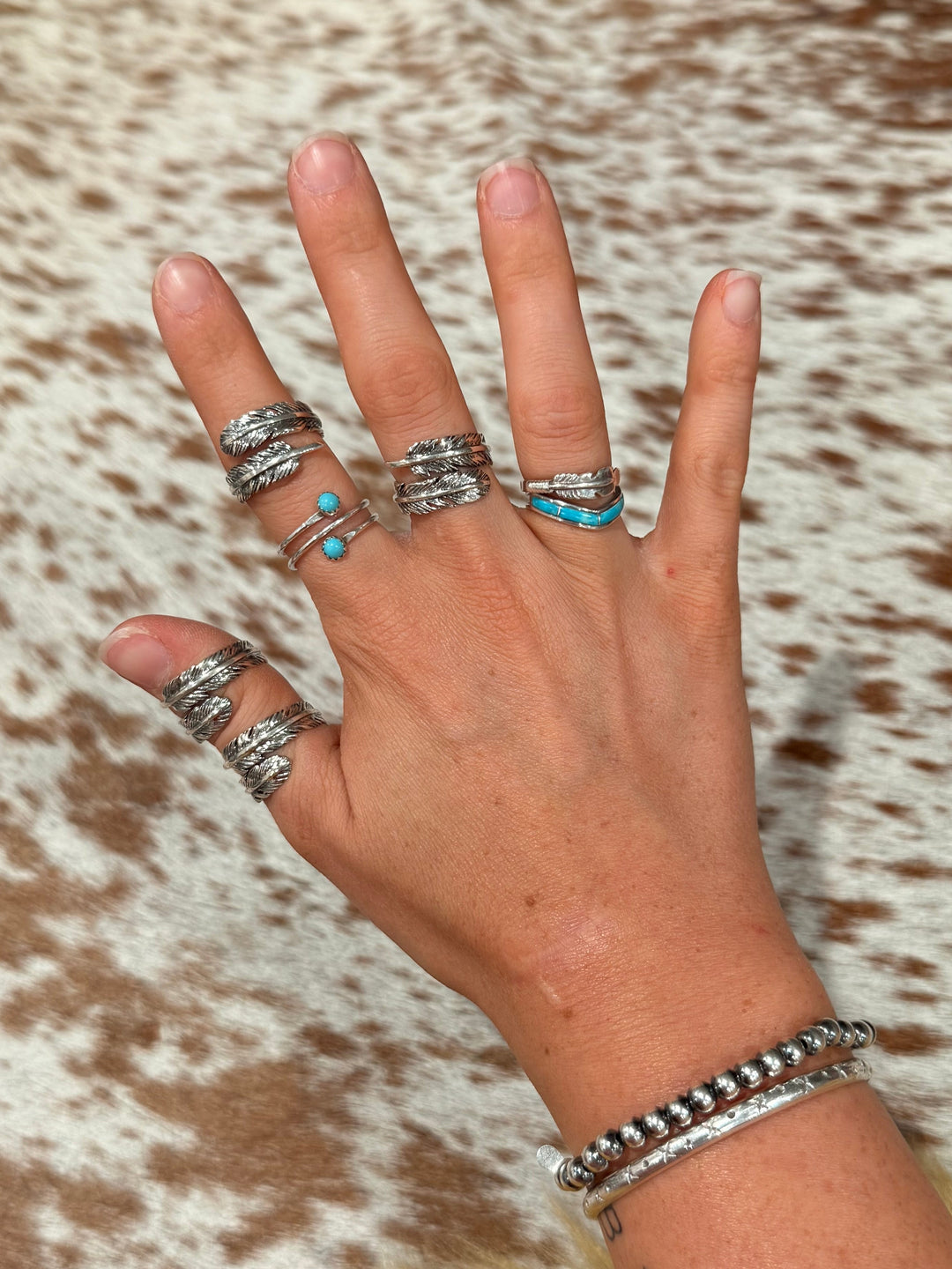 Sterling Feather Ring - Adjustable