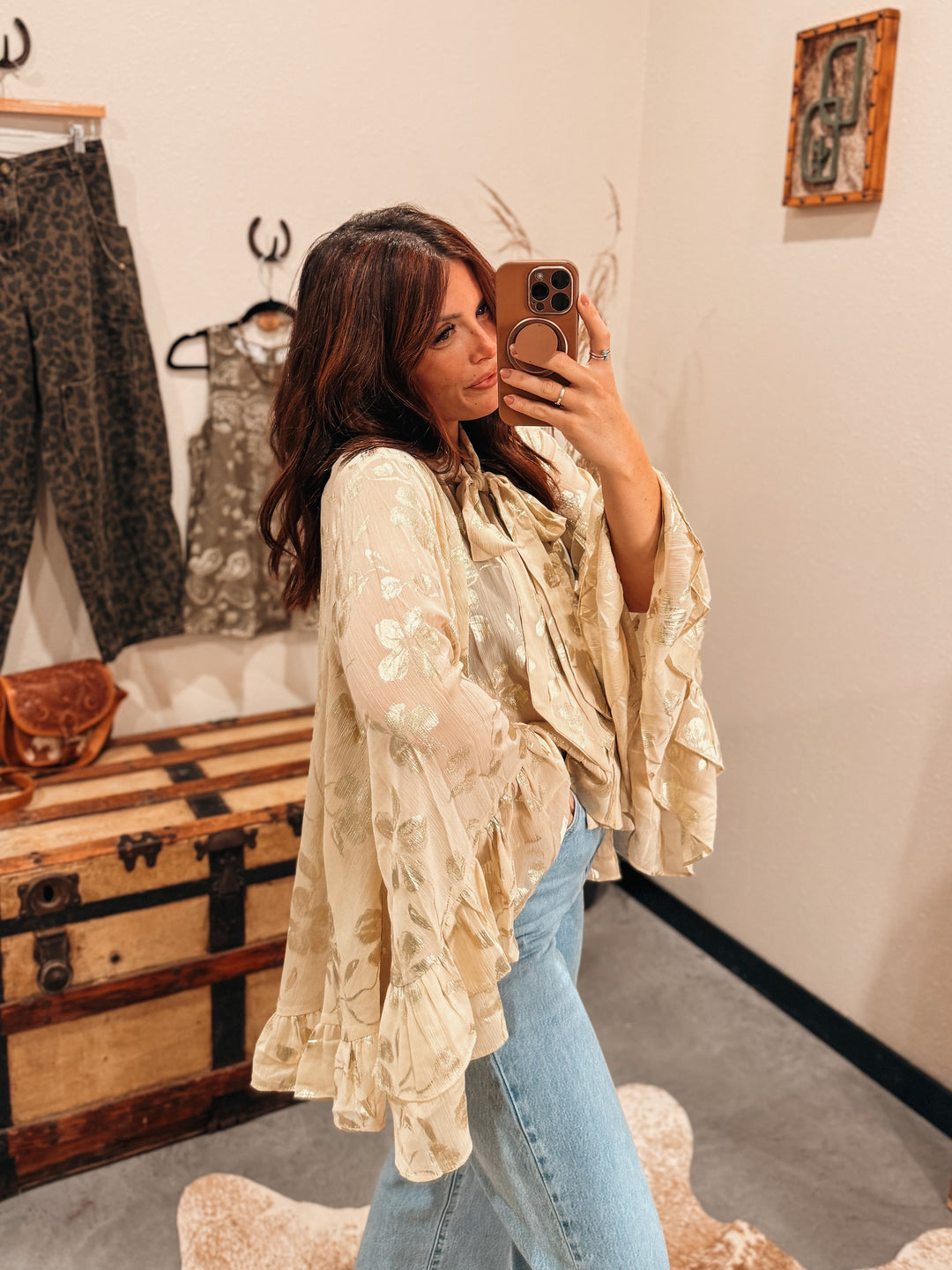 Saguaro Chiffon Top: Golden