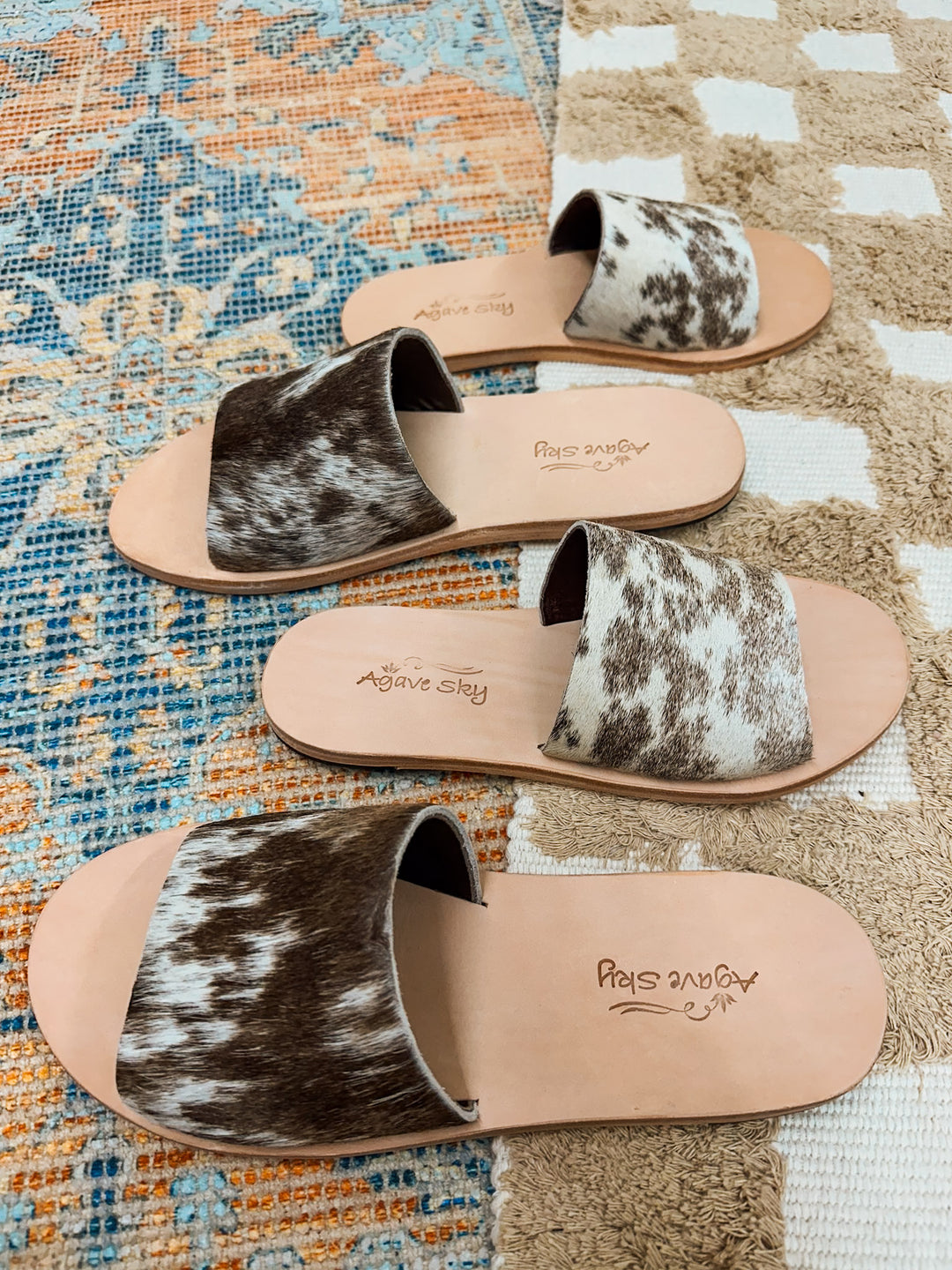 Agave Sky Cowhide Sandals: Chocolate