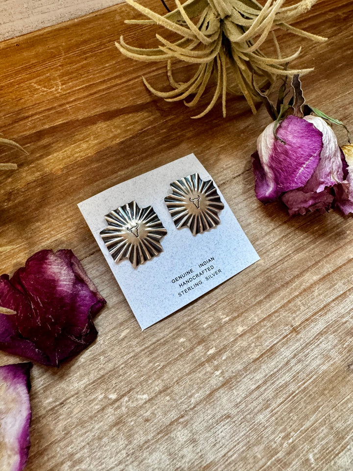 Longhorn Square Cross Stud Earrings