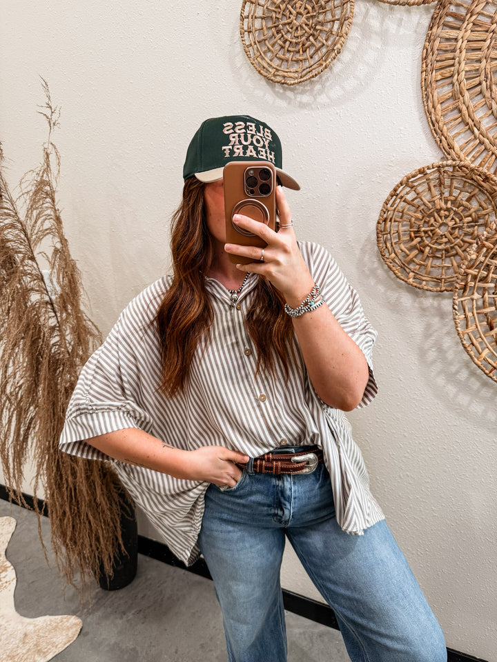 Blaire Striped Button Up Blouse