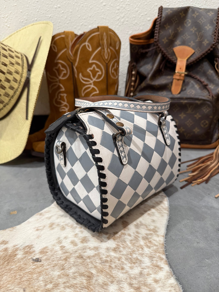 Grey Check Mini Speedy Purse