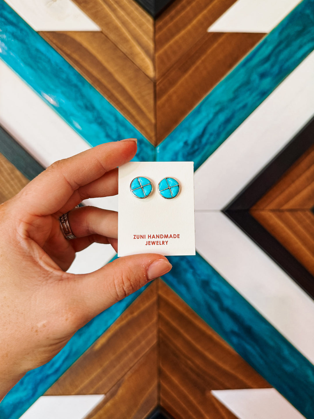 Moon Pie Zuni Turquoise Earrings