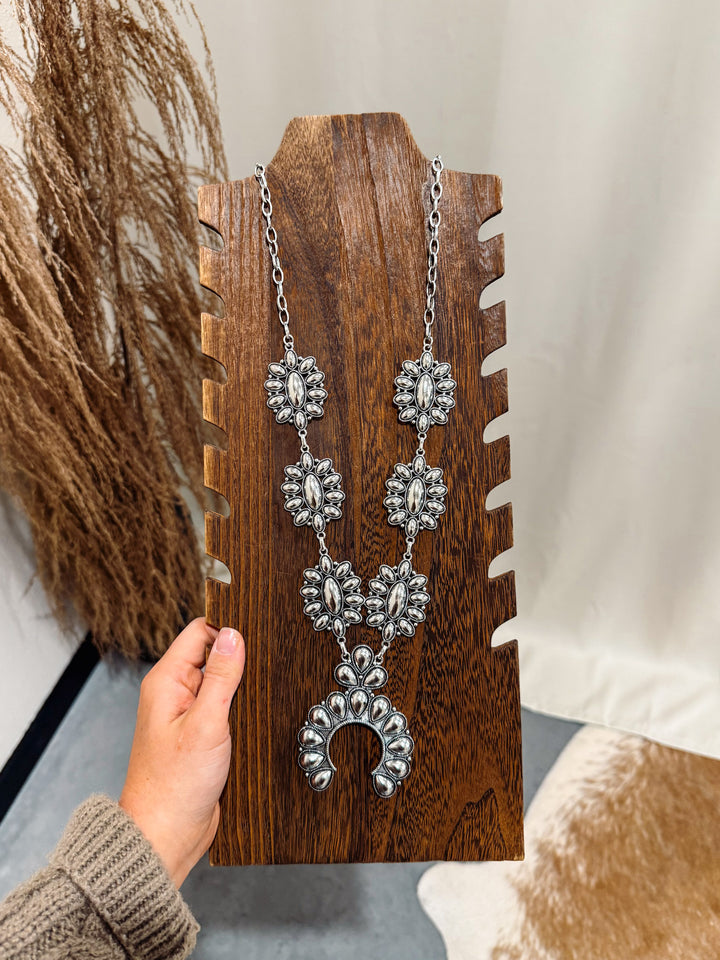 Western Metal Squash Blossom Necklace Set