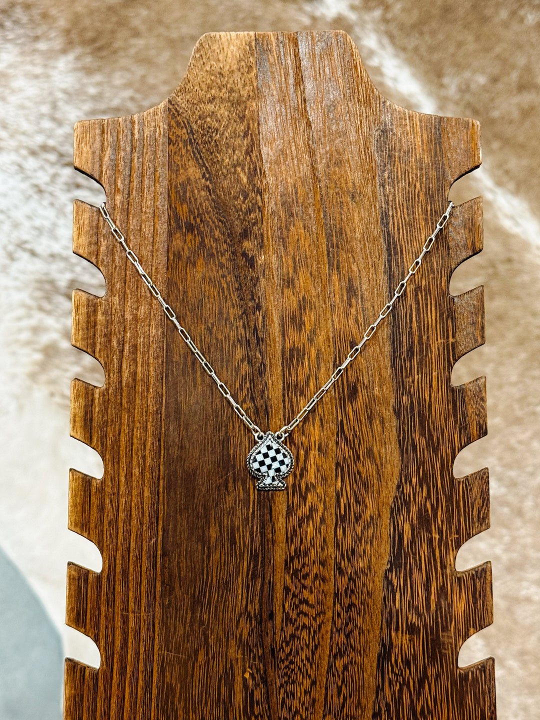 Checkered Spade Necklace