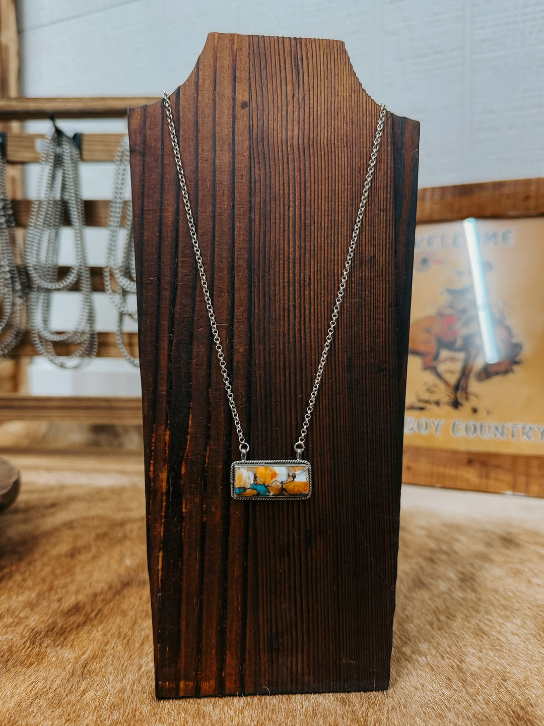 Spiny Turquoise Bar Necklace