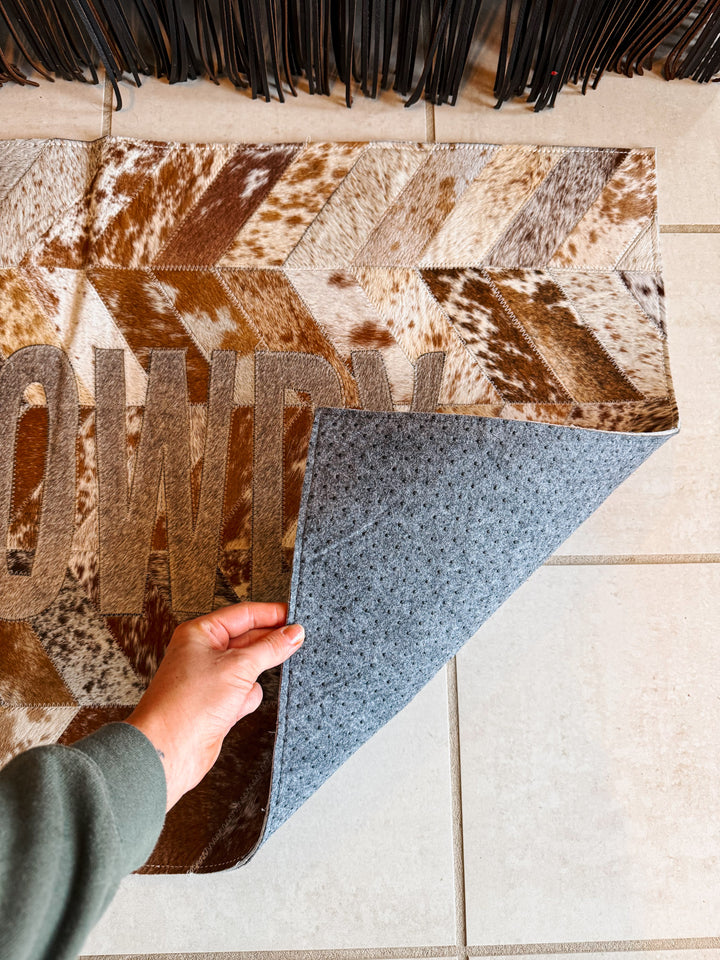 Howdy Cowhide Welcome Mat
