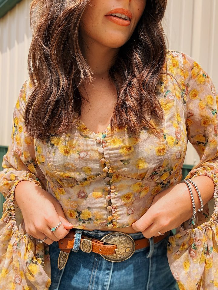 Lola Floral Balloon Sleeve Top