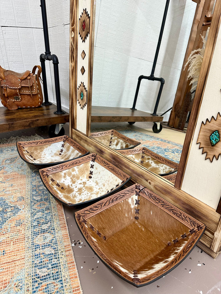 Cowhide Tooled Leather Bowl