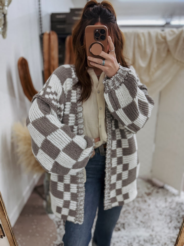 Check Mate Cardigan: Grey