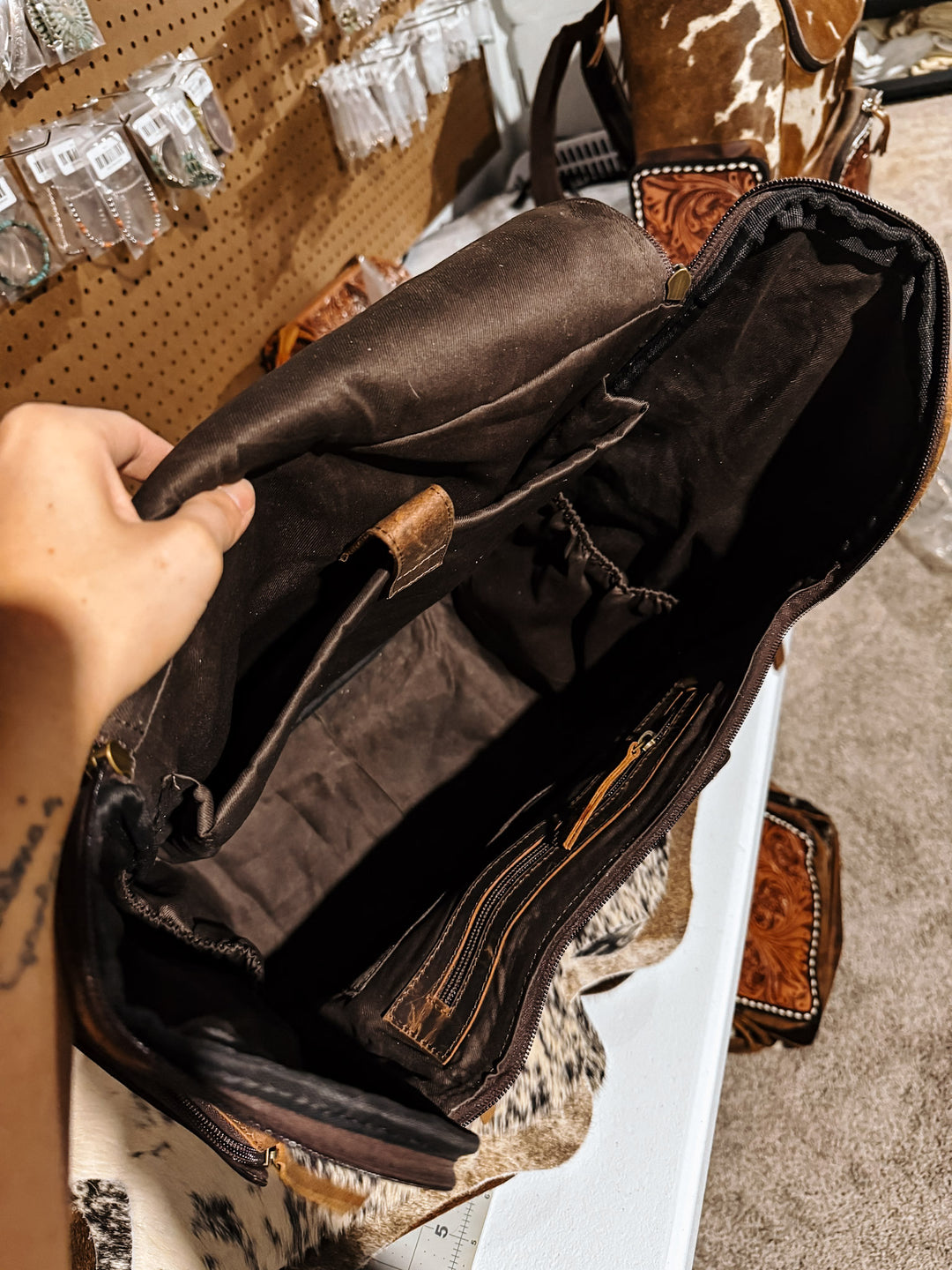Evangeline Cowhide Backpack #9