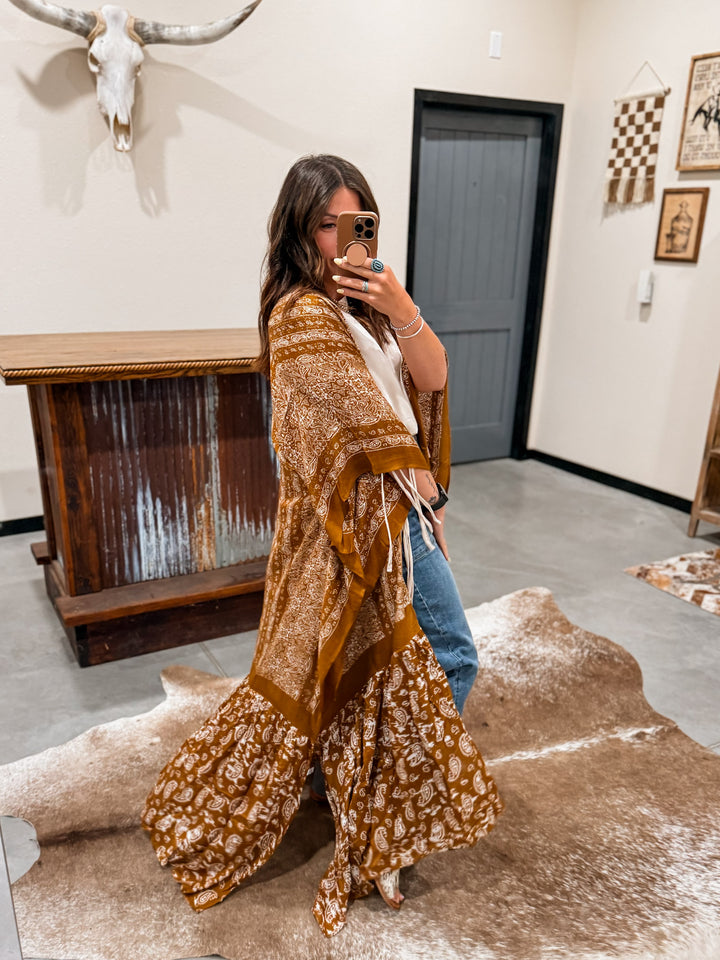 Paisley Cast Away Kimono: Rust