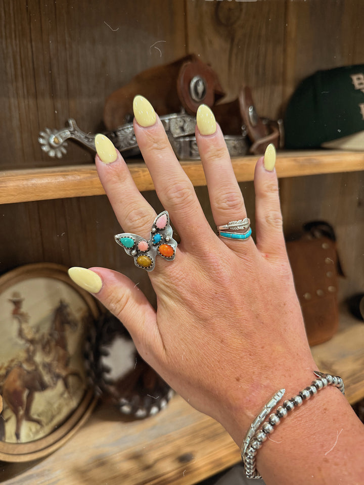 Rainbow Wings Turquoise Ring - Adjustable