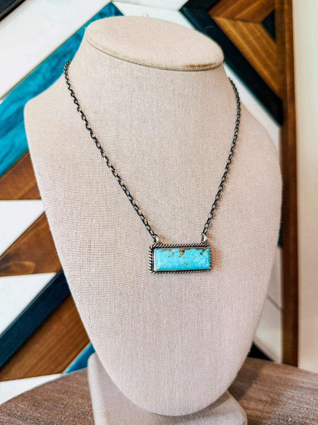 Kingman Turquoise Bar Necklace