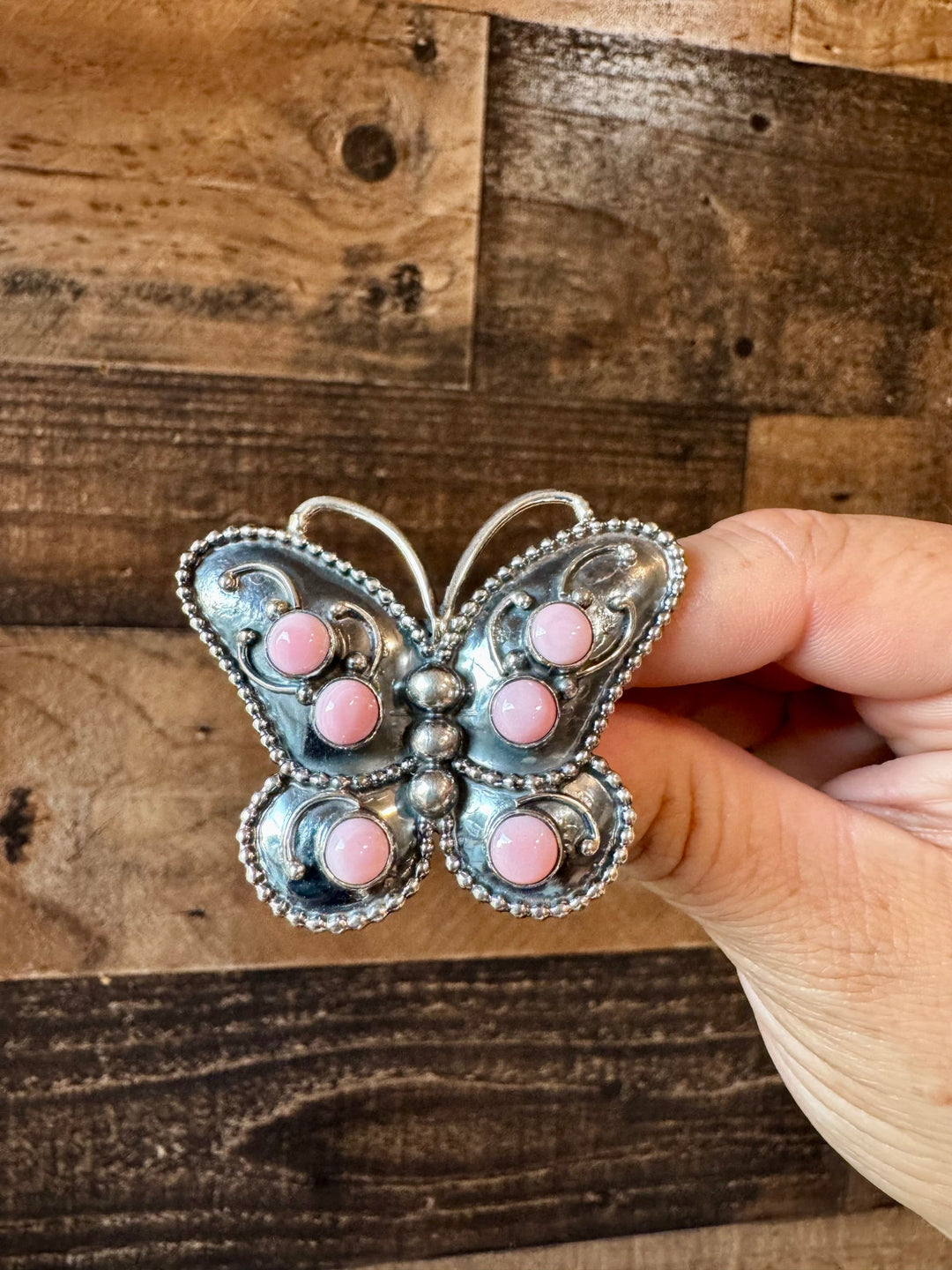 Pink Conch Butterfly Ring -size 7.5