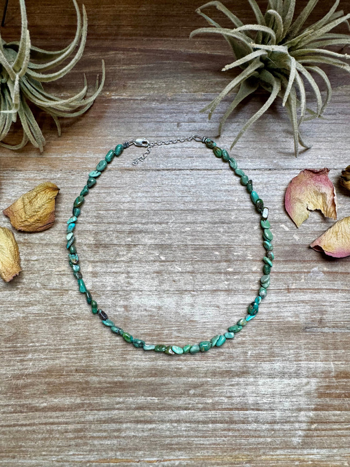 Green Nugget Turquoise Choker - 14”