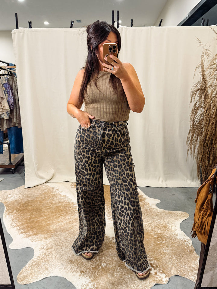 Saige: Cheetah Girl Wide Leg Jean