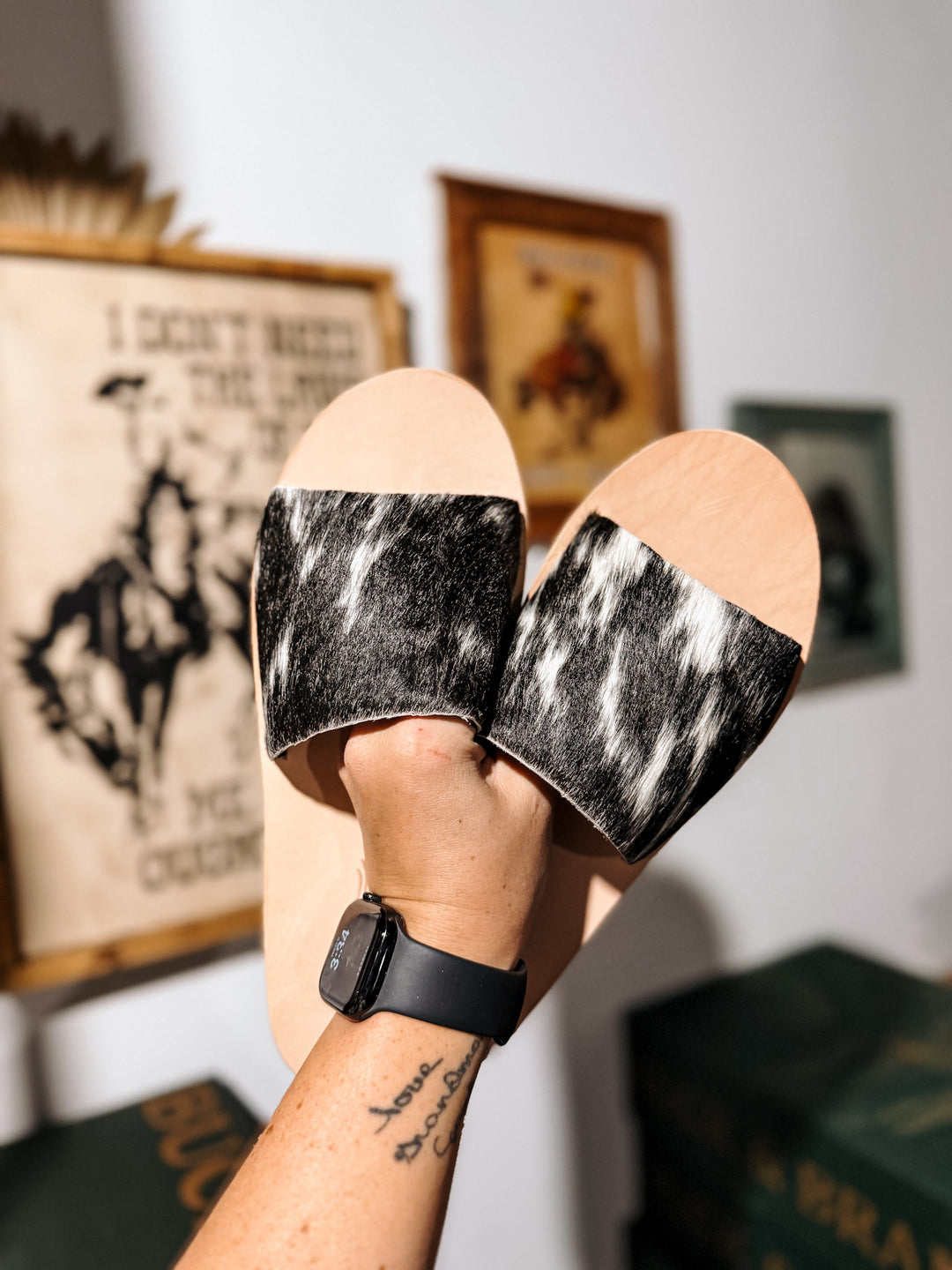 Agave Sky Cowhide Slide Sandals - Size 10 #1