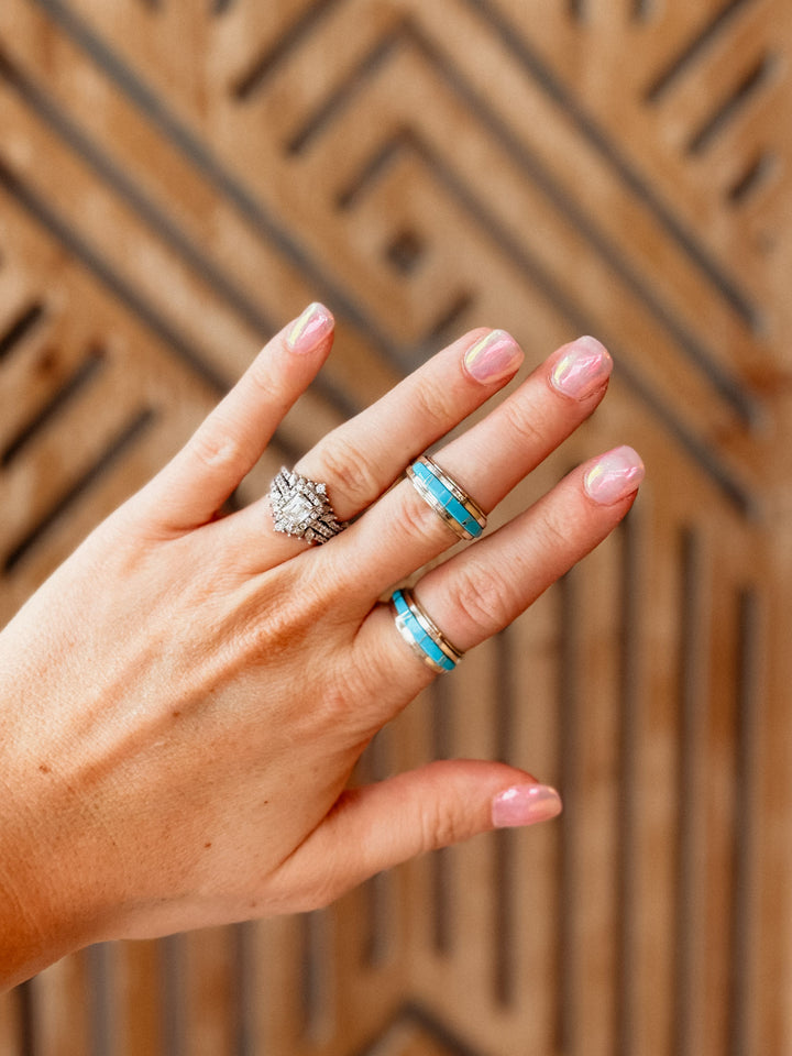 Turquoise Wedding Band/Stacker Ring