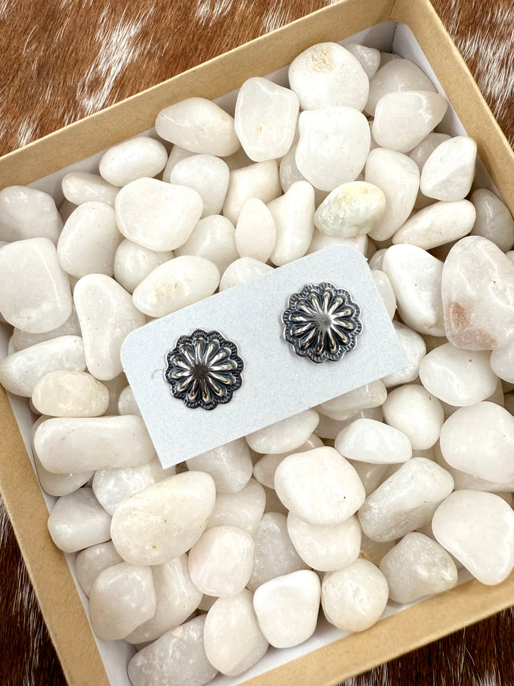 Floral Dainty Concho Stud Earrings