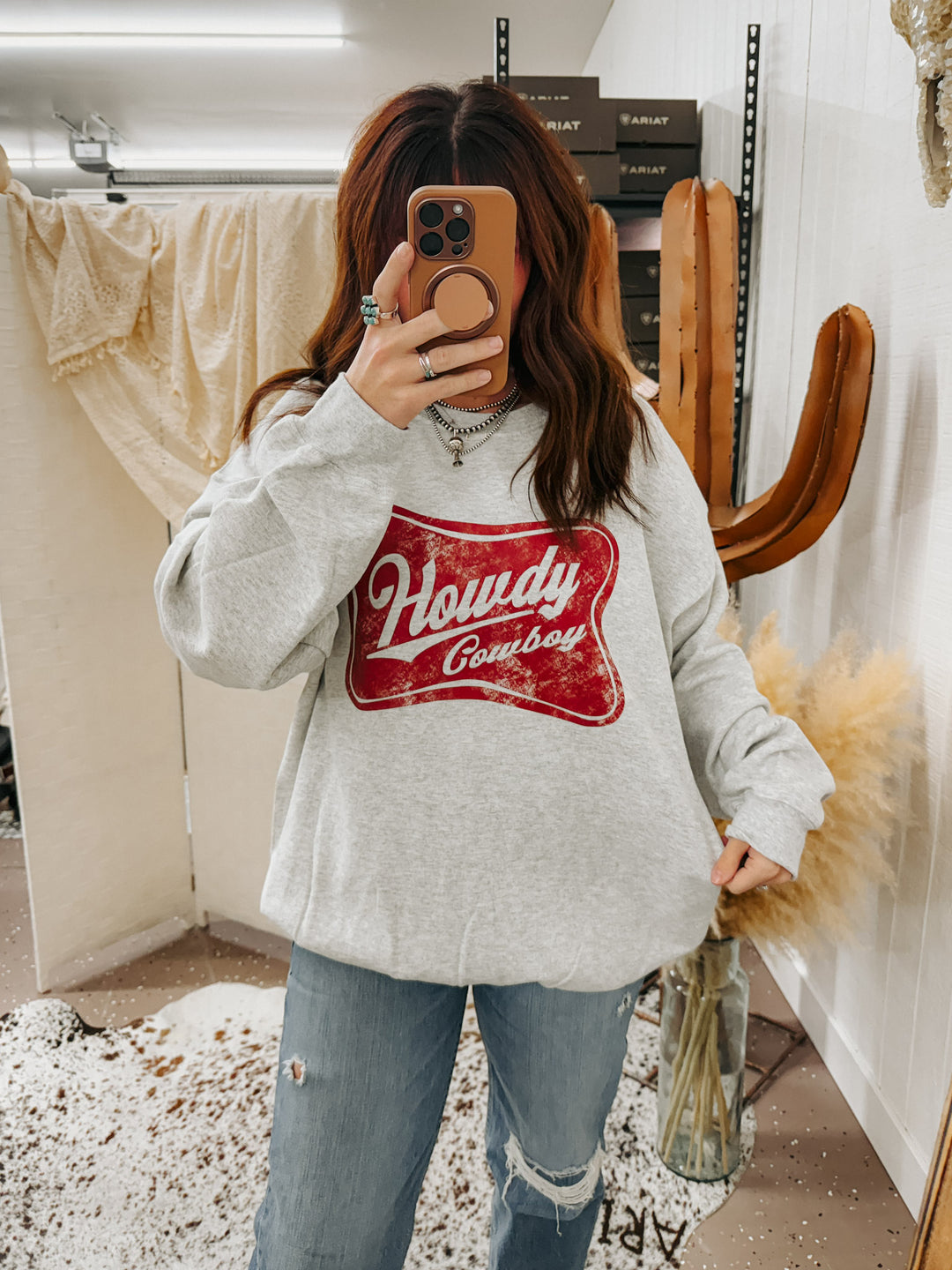 Howdy Cowboy Oversized Crewneck