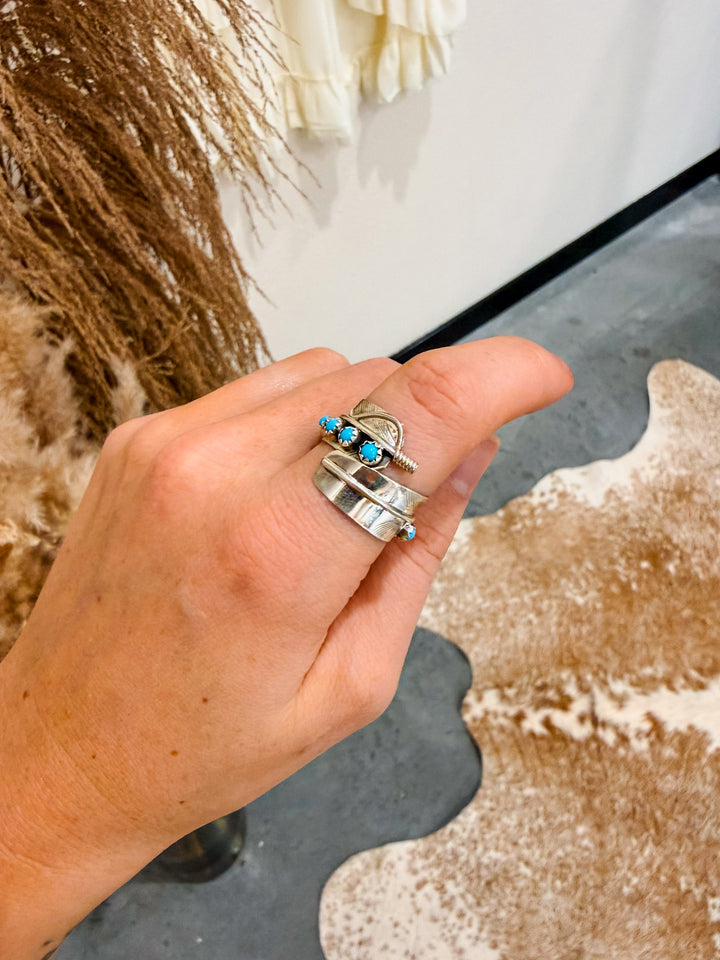 Turquoise Feather Ring