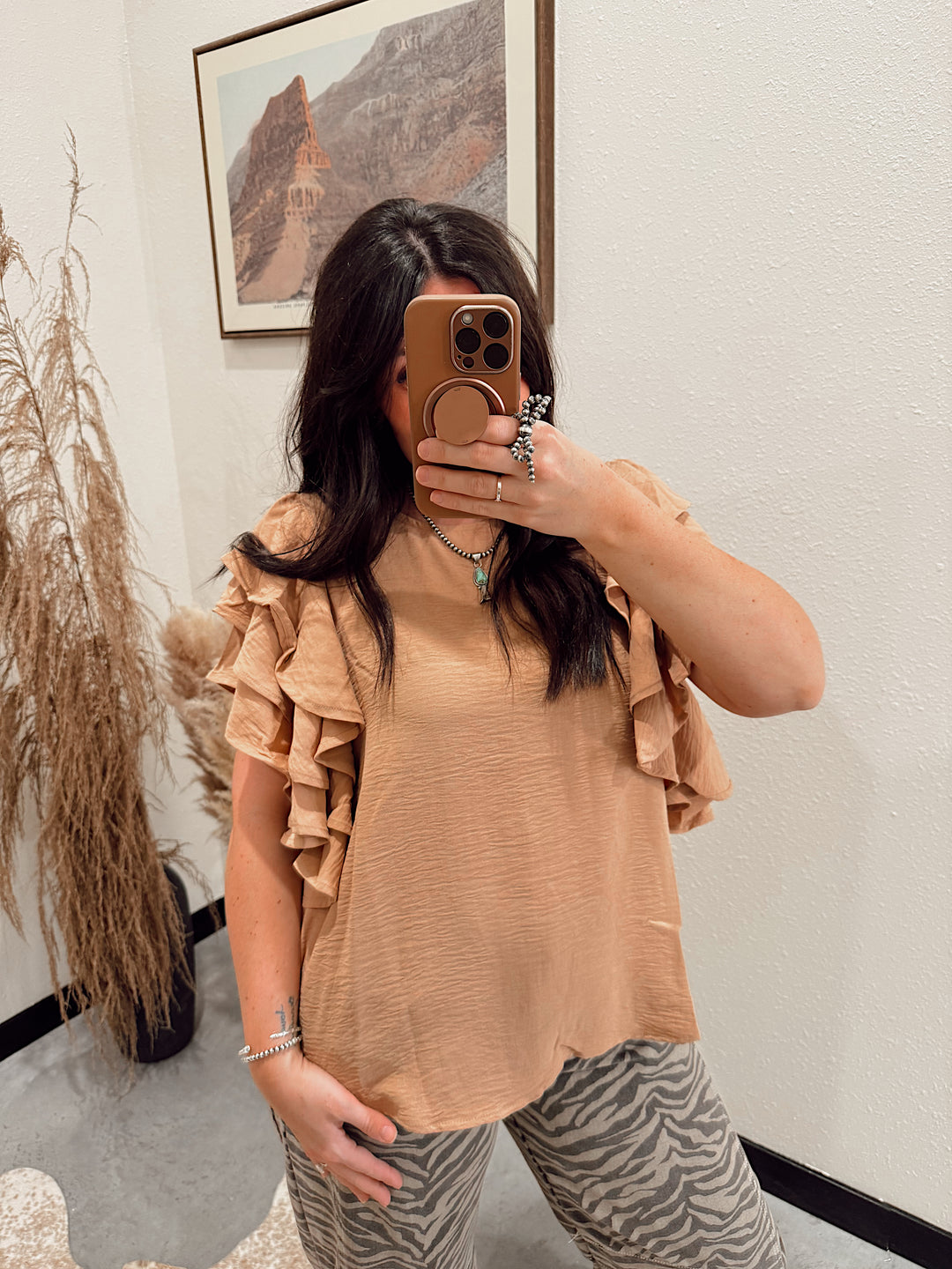 Sabrina Ruffle Blouse: Creamsicle