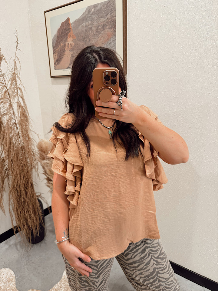 Sabrina Ruffle Blouse: Creamsicle
