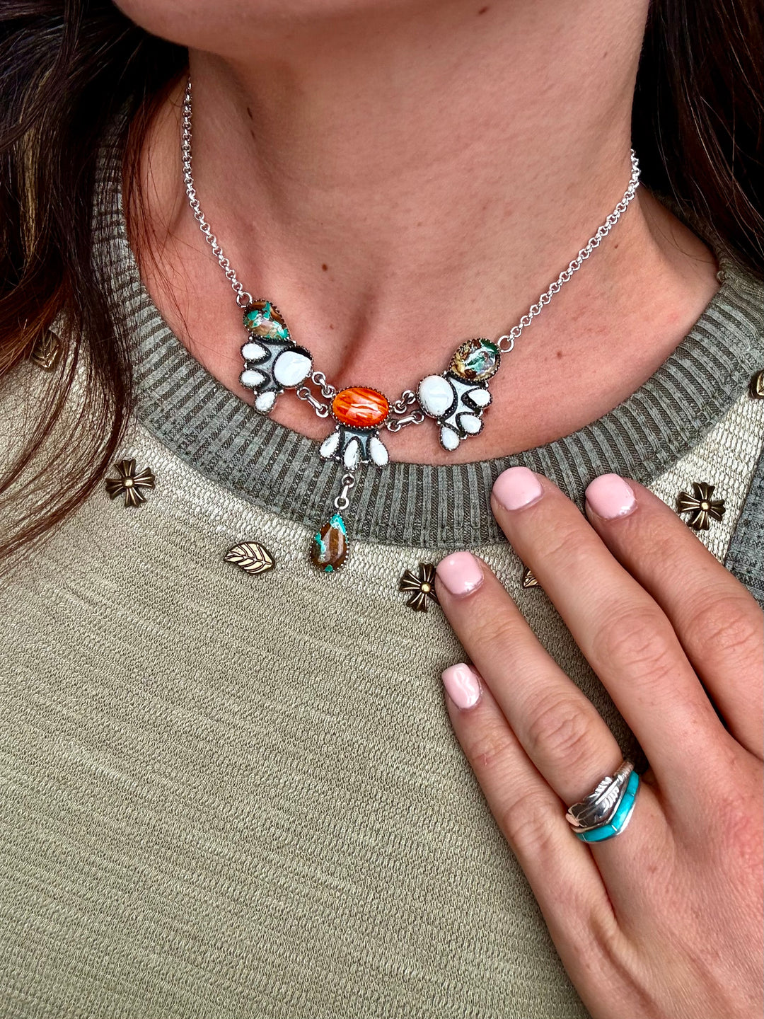Snake Charm Multi-stone Turquoise Necklace