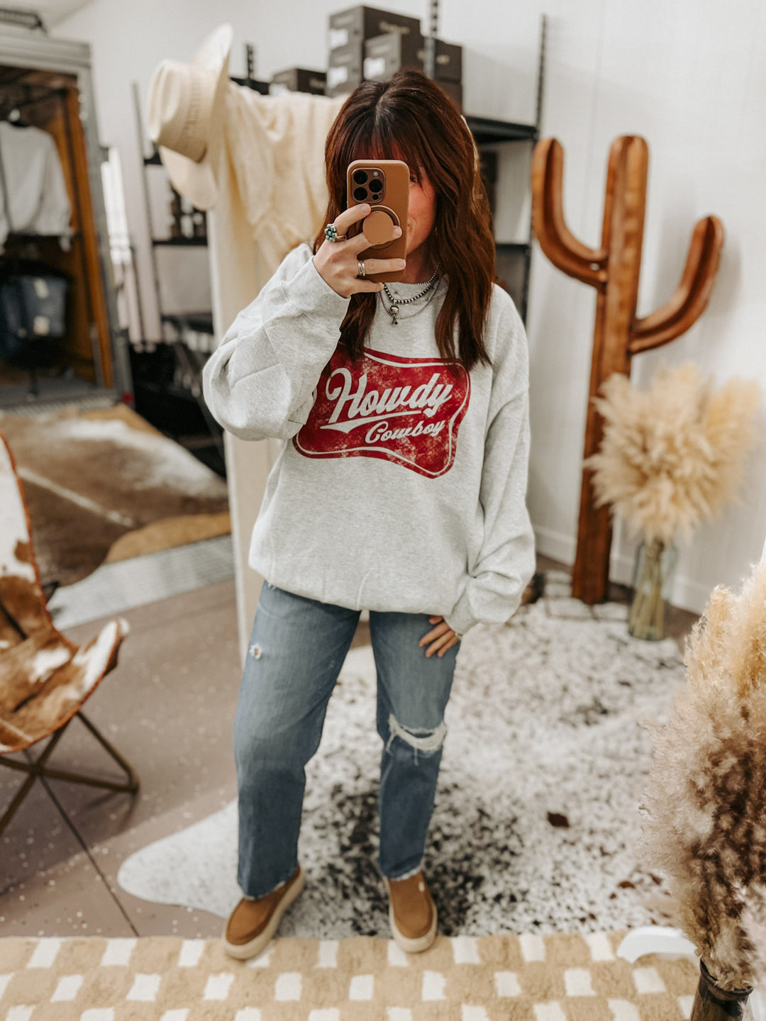 Howdy Cowboy Oversized Crewneck