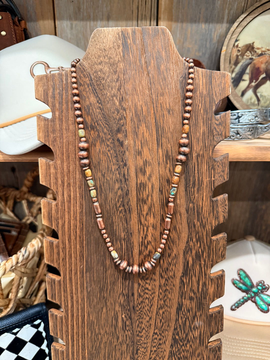 Copper and Royston Turquoise 20” Necklace