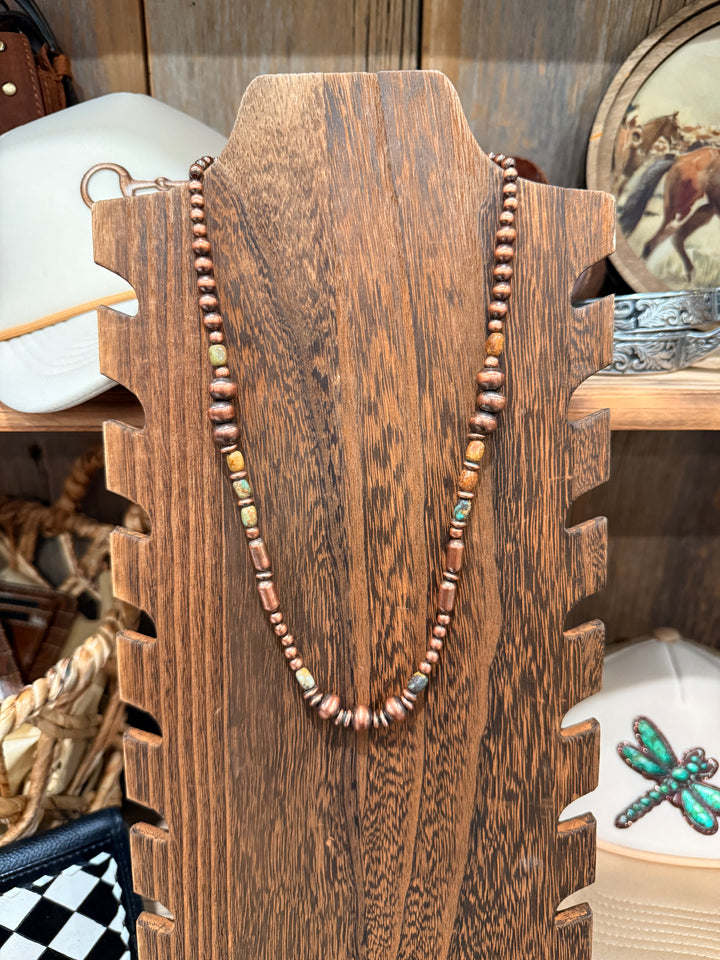 Copper and Royston Turquoise 20” Necklace