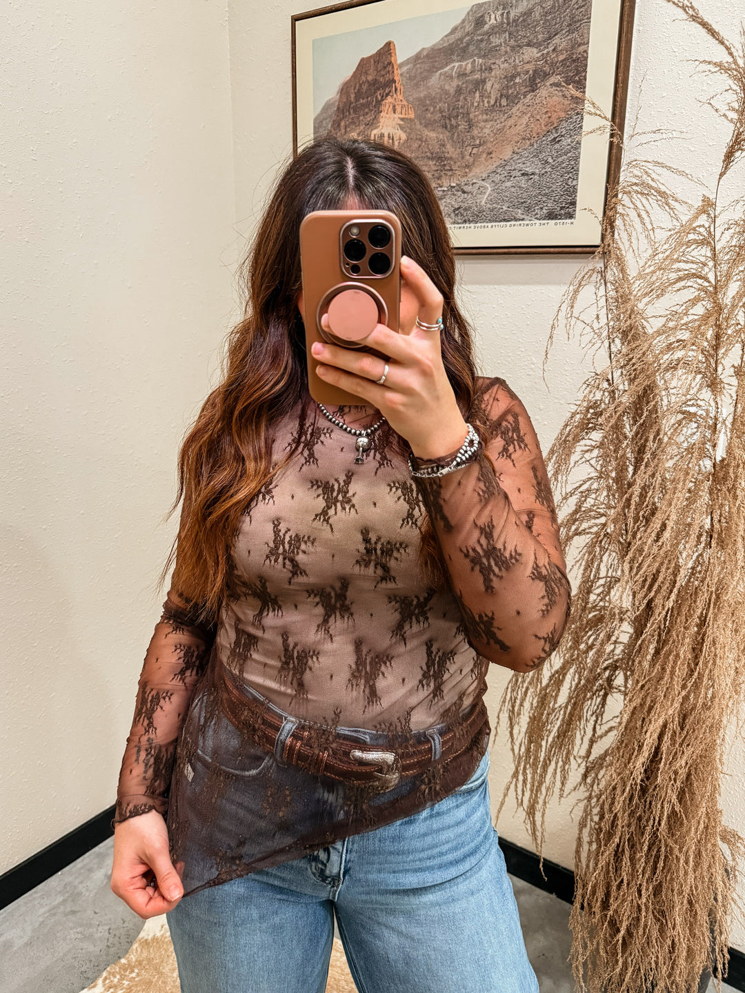 Mischief Lace Top: Brown