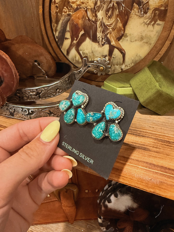 White Water Turquoise Cluster Earrings