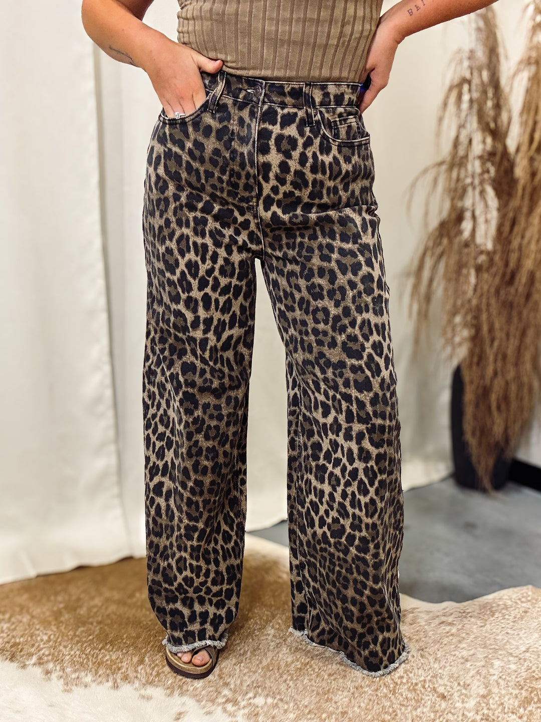 Saige: Cheetah Girl Wide Leg Jean