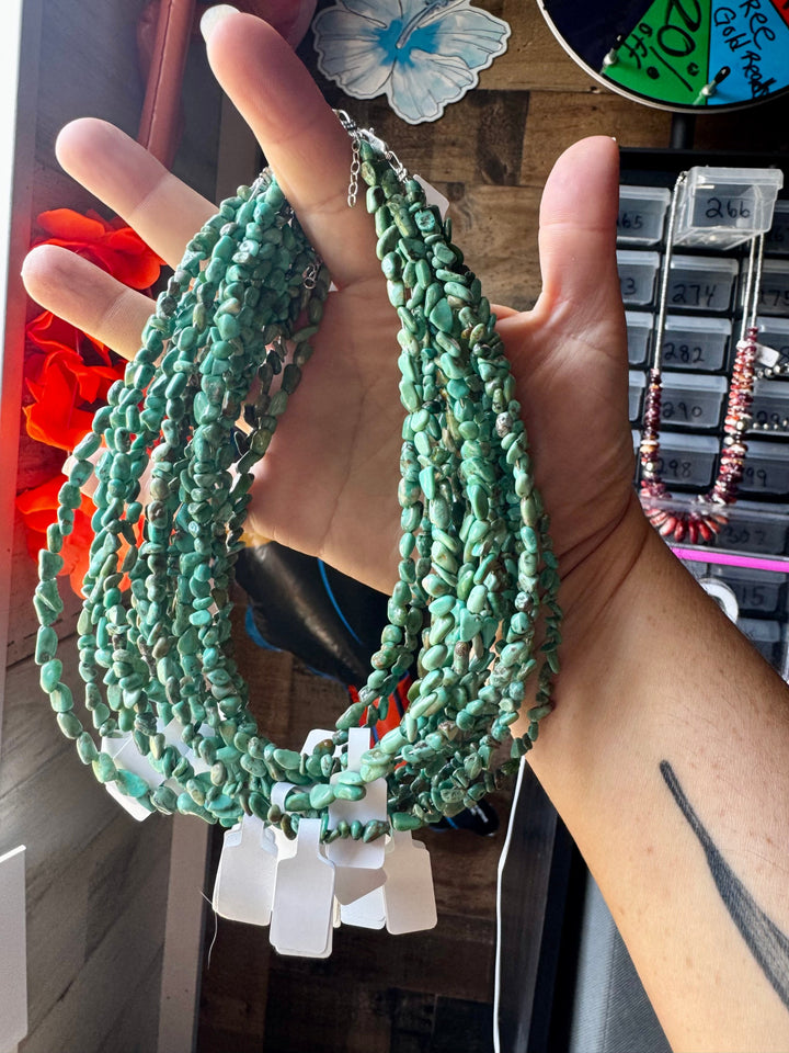 Green Nugget Turquoise Choker - 14”
