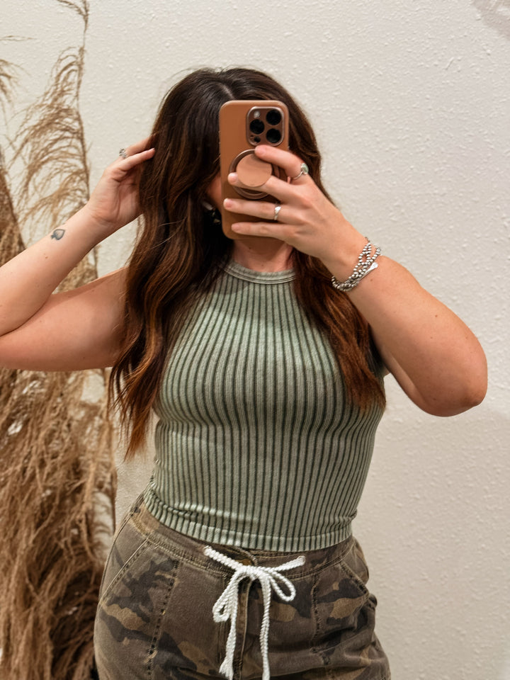 Core Ribbed Tank: Army Green