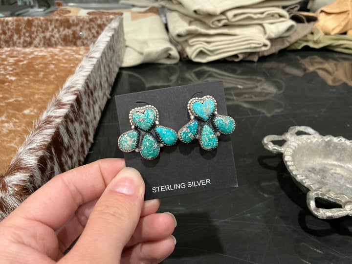 White Water Turquoise Cluster Earrings