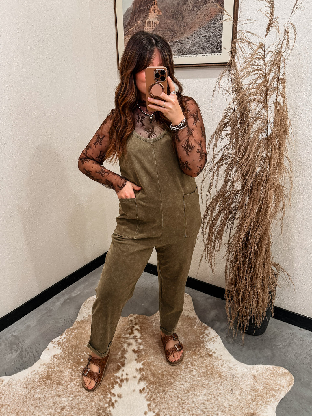 Mineral Wash Overall: Dark Olive