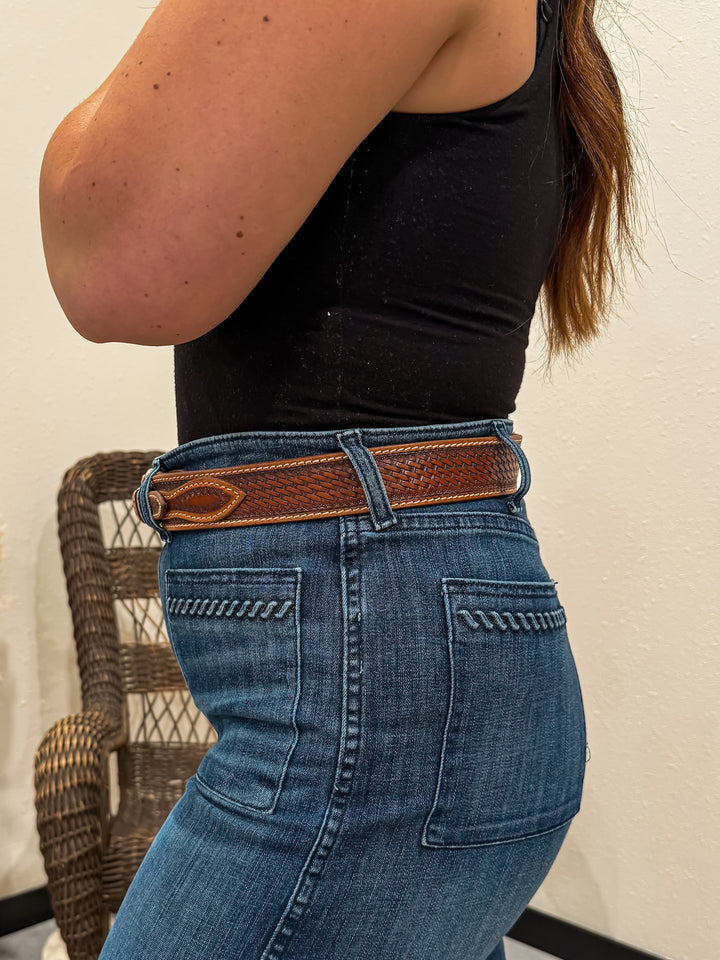 Double Up Tooled Leather Belt