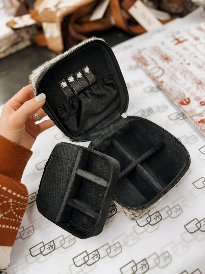 Square Cowhide Jewelry Case