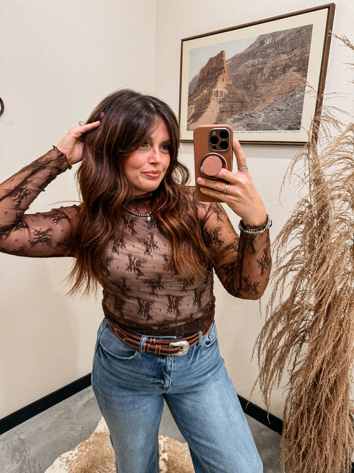 Mischief Lace Top: Brown